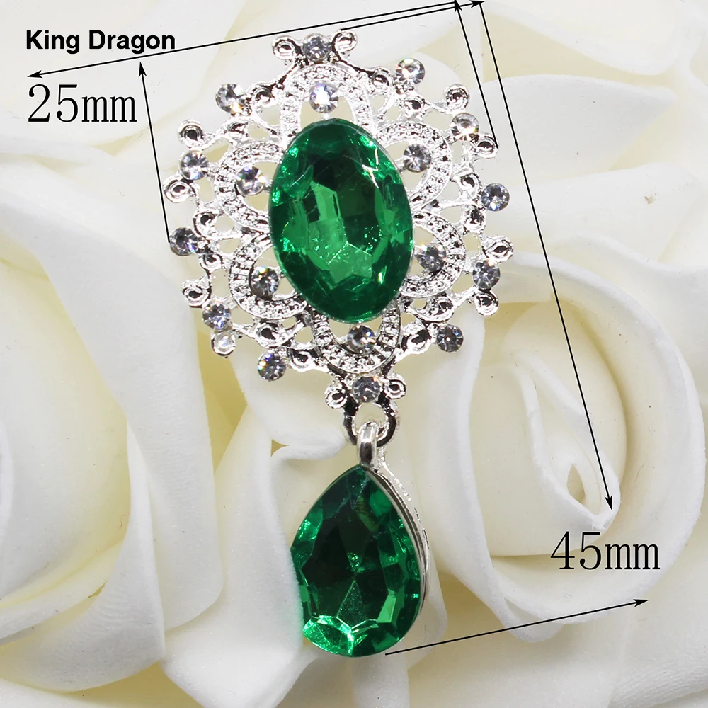 King Dragon ที่มีสีสัน Rhinestone Embellishment ใช้บนแถบคาดศีรษะแบน25มม.* 45มม.5ชิ้น/ล็อตเงินสี KD588