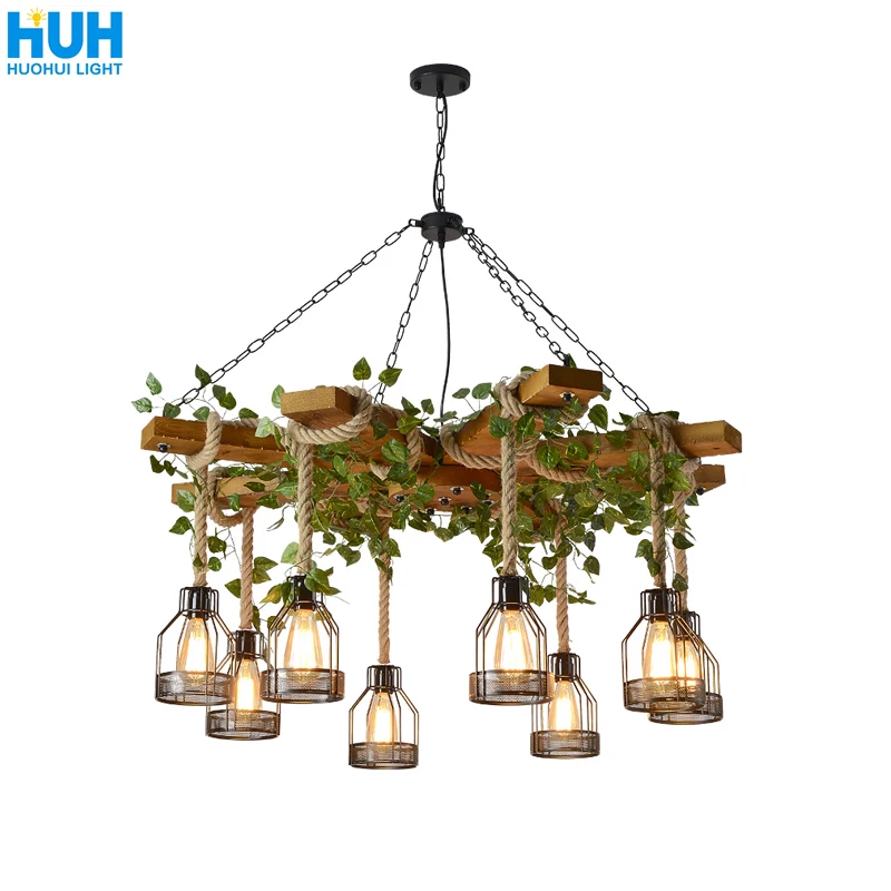 Retro Industrial Style Twine Chandelier Coffee Shop Green Plant Creative Personality Barbecue Restaurant Restaurant Chandelier