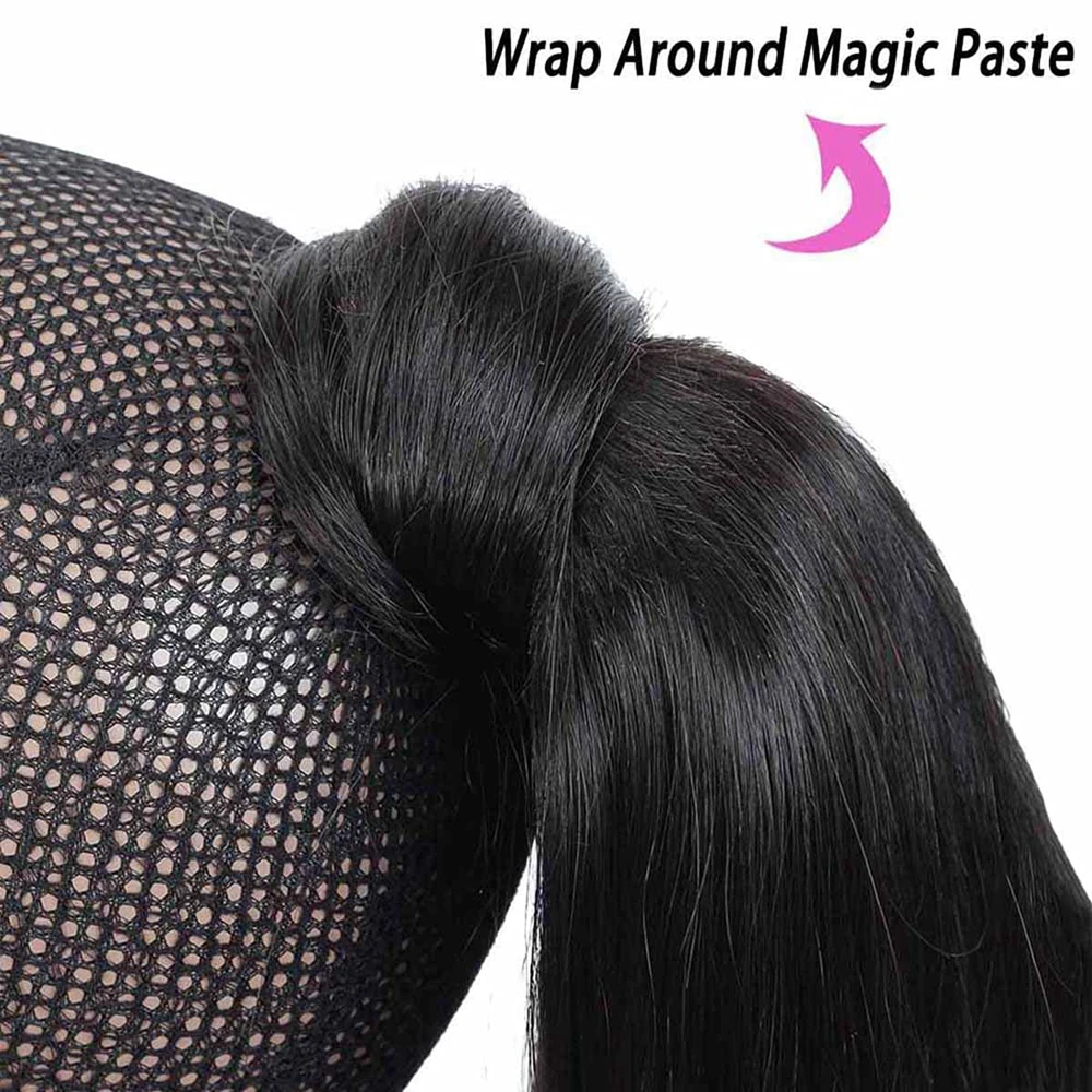 Wrap Around Paardenstaart Menselijk Haar Lange Rechte Remy Hair Extensions Paardenstaart Human Hair Extensions Clip Ins Natuurlijke Kleur