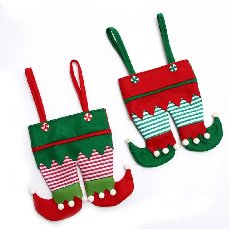 Christmas Tree Party Decorations Xmas Elf Pant Design Candy Cookie Handbags Hanging Ornaments LX8723