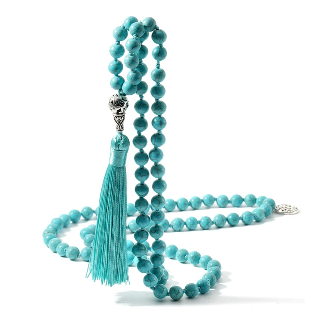 Hand knotted 8mm, 108 semi precious crystal outlets beads Mala necklaces. Spiritual jewelry. Traditional Meditation mala.