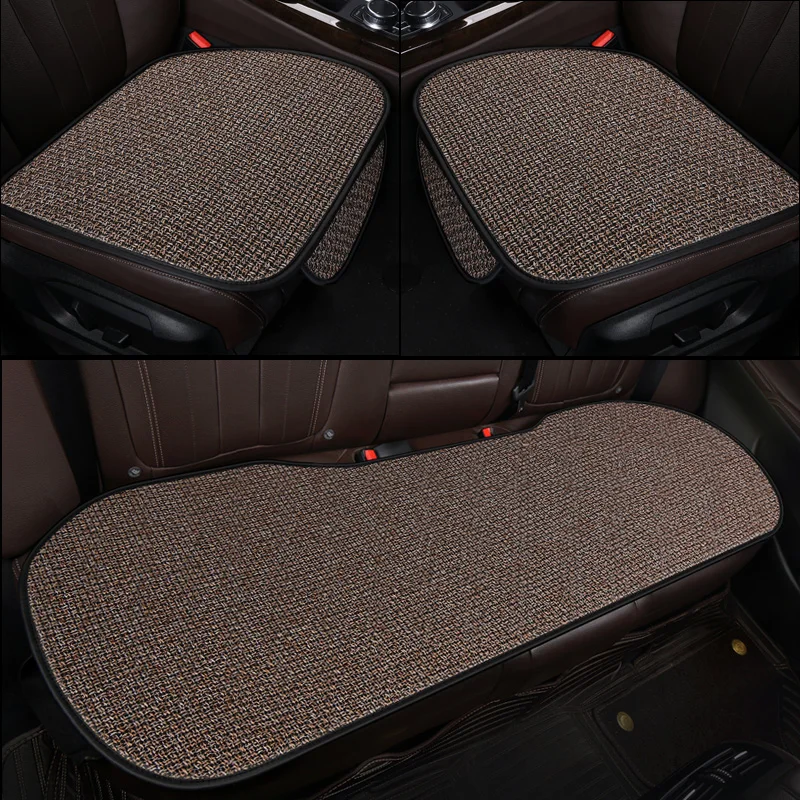 Flax Car Seat Cover Protector Linen Front Rear Back Cushion Protection Pad Mat With Storage Bag for Auto Interior Truck Suv Van