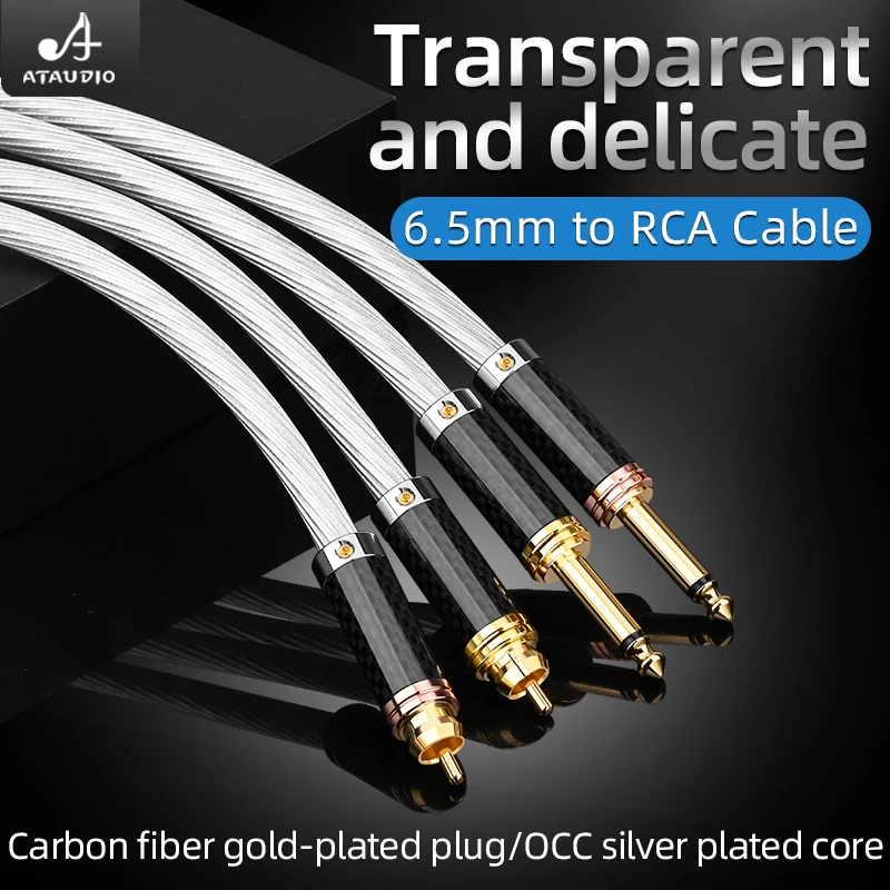 ATAUDIO Hifi Dual 6.5mm to Dual RCA Cable HI-End Mono 6.35mm to RCA Aduio Cable With Gold-Plated Plug