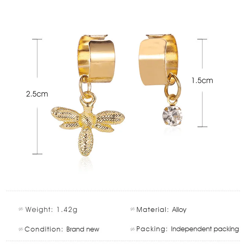 2026 Classic Animals Women Earrings Little Bee Dangle Asymmetric Ear Hook Female Korean Fashion Zircon Jewelry Birthday Gift