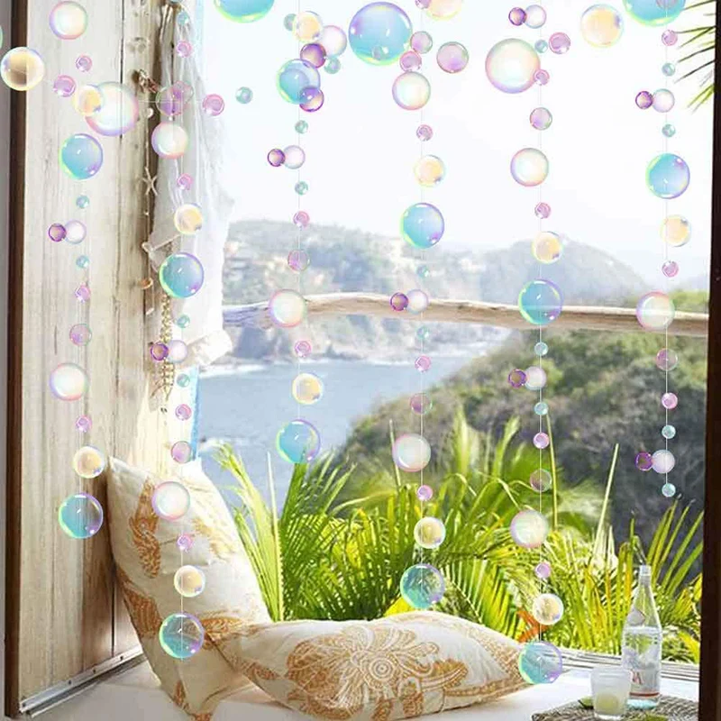 2pc Floating Transparent Bubble Garland for Under the Sea Party Supplies Hanging Streamer for Mermaid Baby Shower Birthday Party