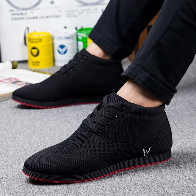 High-Top Men Shoes Breathable Men Casual Shoes Lace-Up Canvas Shoes 2021 Autumn Winter Fashion Flat Shoes Zapatillas Hombre