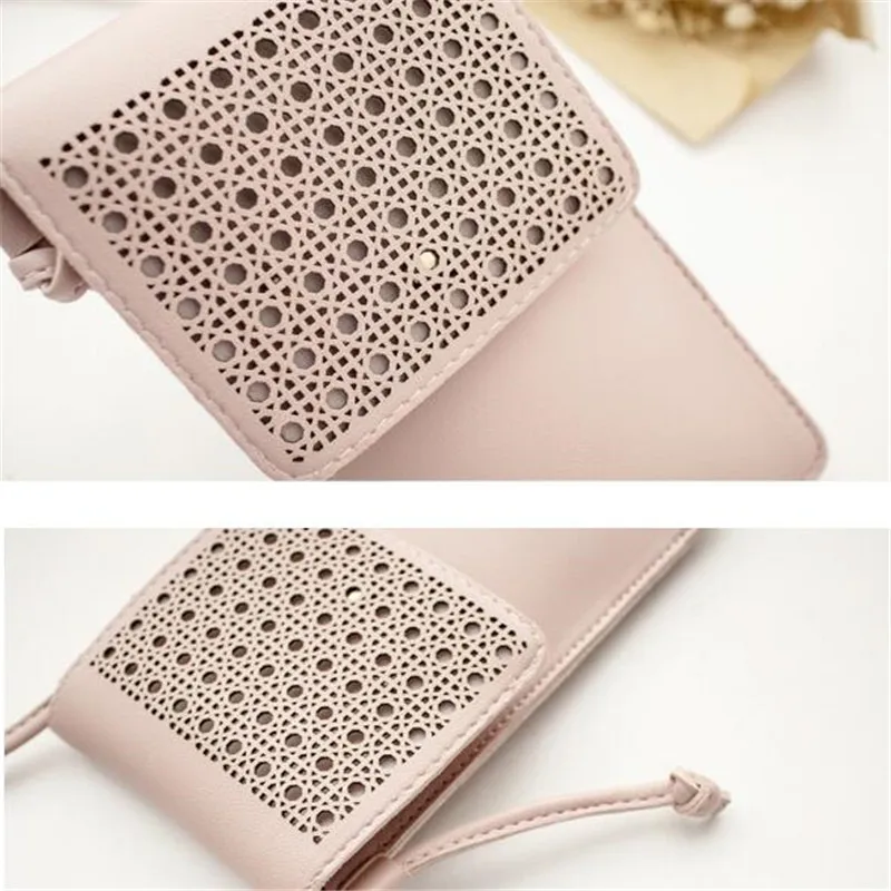 Women\'s Smartphone bag touch screen phone bag ladies mobile phone bag female hollow messenger coin purse girl shoulder mini bag