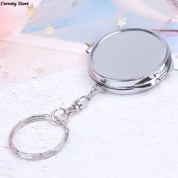 1PCS Portable Folding Mirror Key Chain Pocket Compact Makeup Cosmetic Mirror With Key Ring