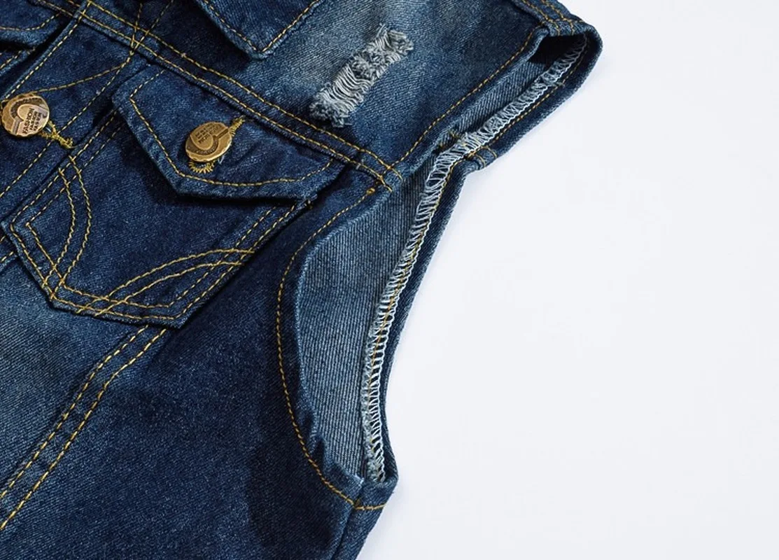 Hot New 2026 Size M-5XL Denim Vest Men\'s Jacket Sleeveless Casual Waistcoat Men\'s Jean Coat Ripped Slim Fit Male Jacket Cowboy