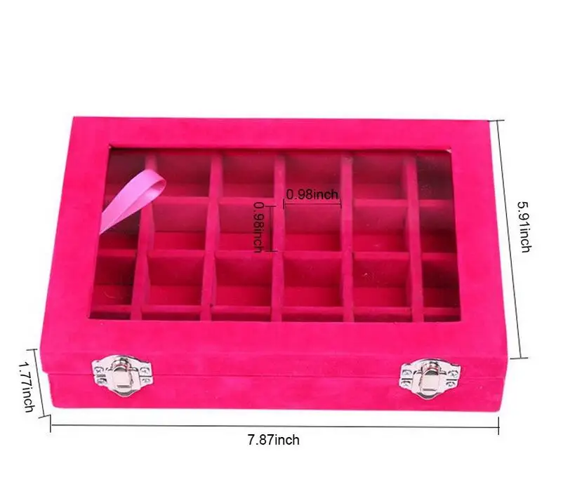 Caja de anillo con 24 rejillas, joyería de maquillaje, organizador, pendientes, collares, colgantes, pulseras, varios colores, gran oferta