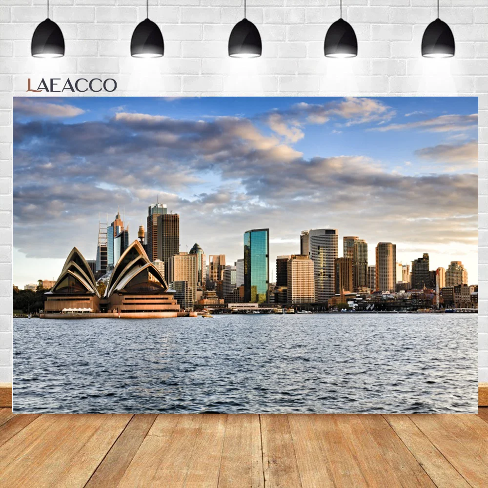 Laeacco Modern Seaside City Sydney Opera House Photocall Backgrounds Baby Child Customized Poster Portrait Photography Backdrops