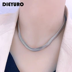 DIEYURO 316L Stainless Steel Thick Snake Bone Chain Gold Silver Colours Punk Personality Women Necklace Length Adjustable Party