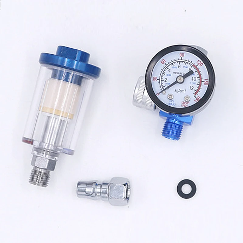 Spray Gun Air Regulator Gauge In-line Oil Water Trap Filter Separator 0.8/1.0mm Nozzle Paint Spray Gun Pneumatic Tools Airbrush