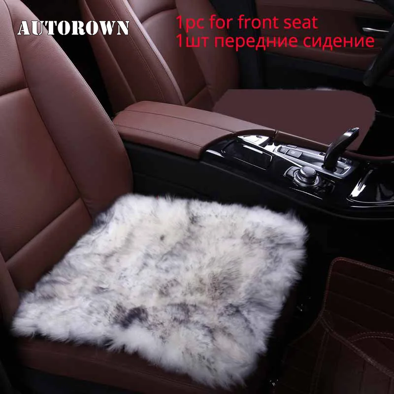 AUTOROWN Natural Australian Sheepskin Car Seat Cover 1 Piece Front Car Seat Universal Size For Most Auto Cushion Cover 4 Seasons