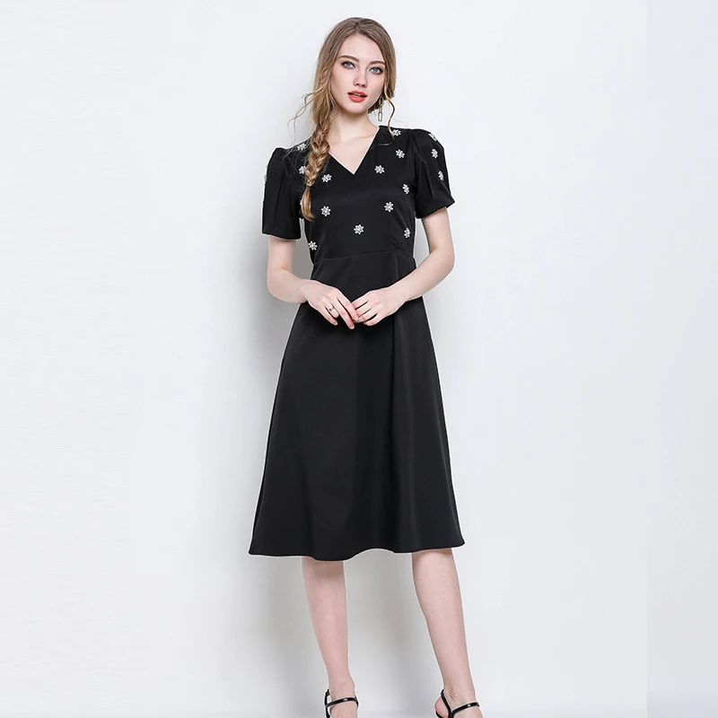 SMTHMA 2022 New Fashion Chic Summer New Women Casual Retro Bead Dress Female Vintage Elegant white Long Dresses Vestidos