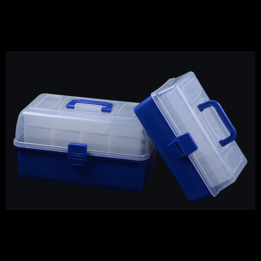 Portable Fishing/Medicine/Manicure Storage Case Tackle Box Plastic Waterproof Equipment Fish Lure Storage Box 3 Layers