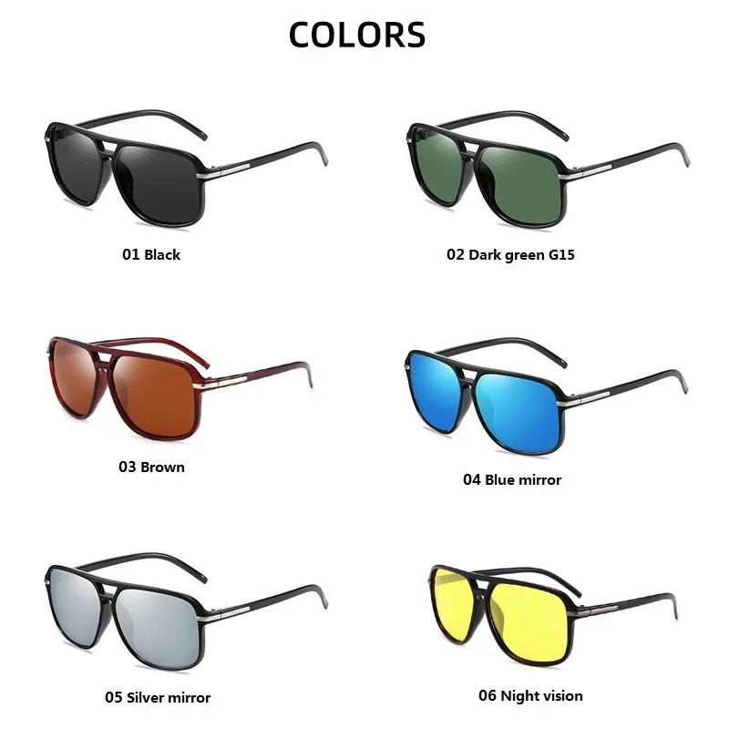 Classic Square Sunglasses Men Polarized Sun Glasses Vintage Brand Designer Glasses Male Women Driving Shades For Man Anti-glare