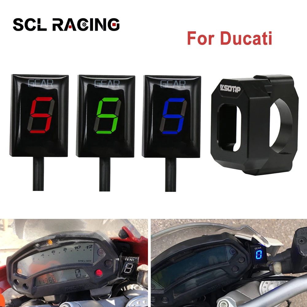 SCL Racing Motorcycle 1-6 Lever Gear Display Indicator LED Display For Ducati Hyper Monster Scrambler Supersport Superbike