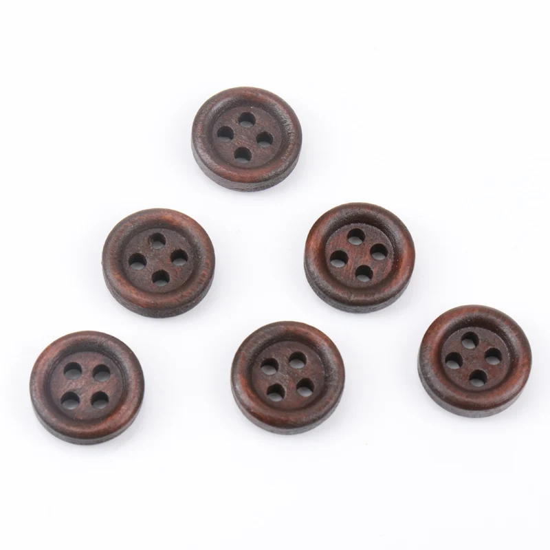 Round Wooden Sewing Vintage Buttons Dark Brown for Handmade Scrapbooking Craft 50pcs 12mm