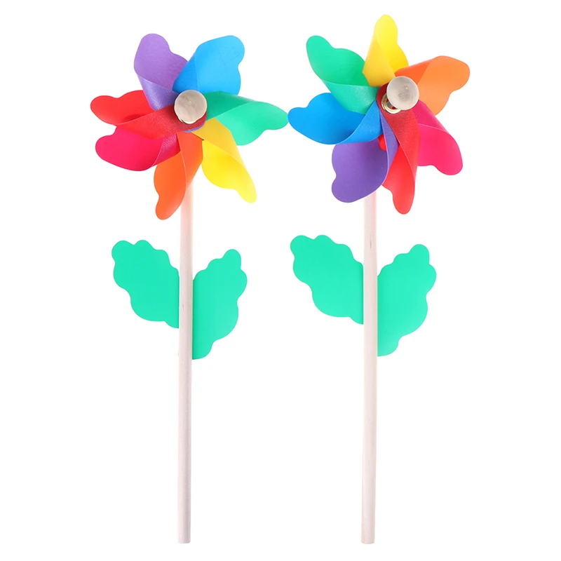 1PCS Colorful Wood Garden Yard Party Windmill Wind Spinner Ornament Decoration Kids Toys