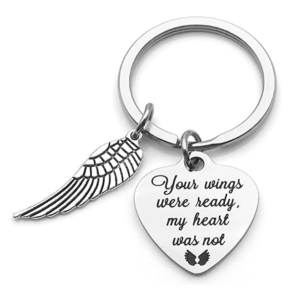 Dropshipping Memorial Jewelry Your Wings were Ready My Heart was Not Heart Keychain Memorial Gift Remembrance Keyring Gift