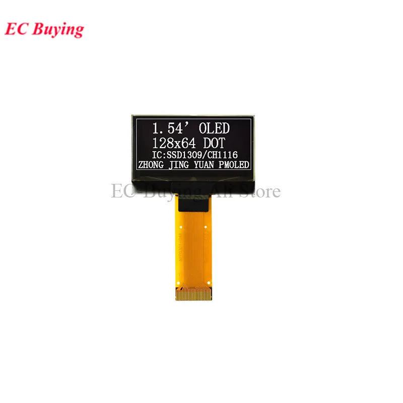 Fasizi 1.54-inch OLED Displaymodule 128x64 – Wit Lettertype, SSD1309, SPI/IIC, 3.3-5V – Voor Arduino En DIY-projecten