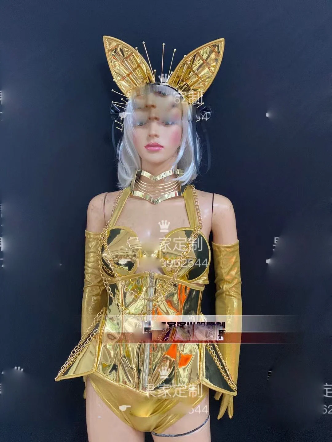 Sexy women model nightclub bar performance costume Customized made Gold stage show armor gogo party wear