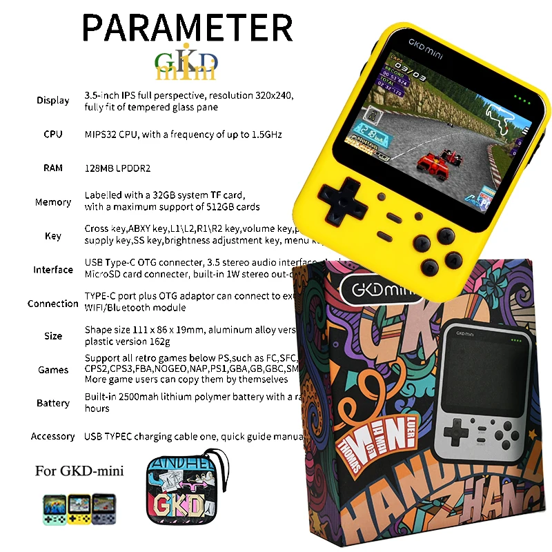 2022 novos modelos quentes gkd mini console retro consoles de jogos de vídeo 3.5 ips tela zpg open source ps jogadores de jogos presentes das crianças