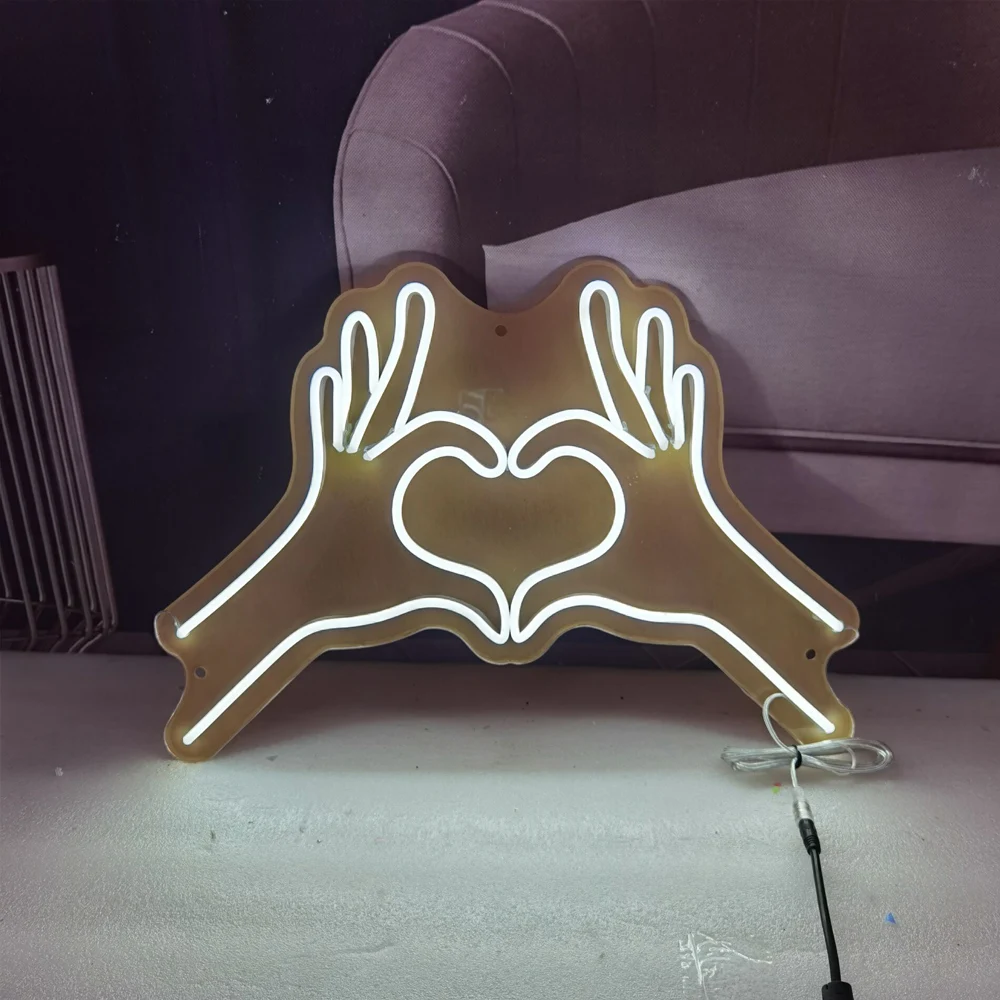 Winbo Heart Shape LED Night Light Acrylic Backboard Hanging Decorative Lamp for Room Wedding Party Wall Lighting