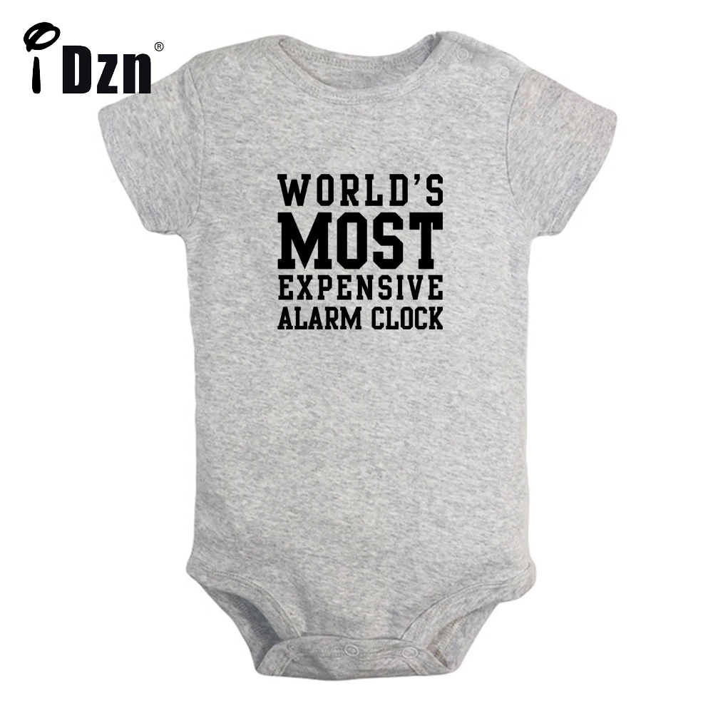 

Cute Baby Bodysuit World's Most Expensive Alarm Clock Funny Printed Clothing Baby Boys Rompers Baby Girls Short Sleeves Jumpsuit