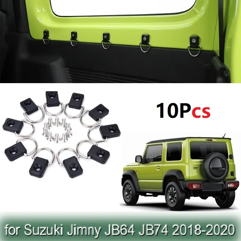 10PCS Car Tail Box Tie-Down D Pull Buckle For Suzuki Jimny 2018 2019 2020 2021 JB64 JB74 Interior Accessories