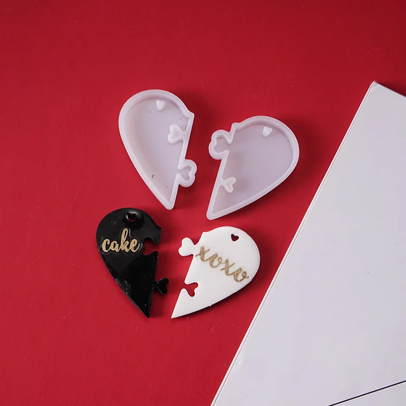 2Pcs Heart locks for lovers Pendant Liquid Silicone Mold DIY Epoxy Resin Mould Jewelry Tools