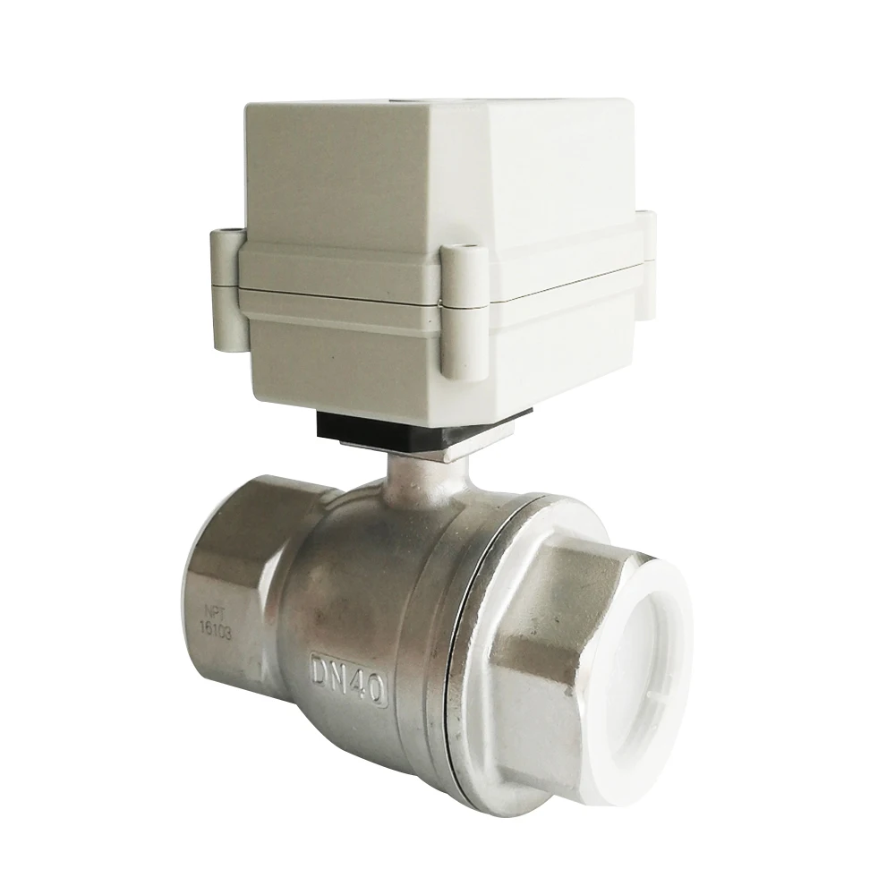 AC/DC9V-24V 2/5Wires Electric Water Valve 2-Way Stainless Steel Full Port BSP or NPT 11/2'' DN40 Normally Closed Motorized Valve