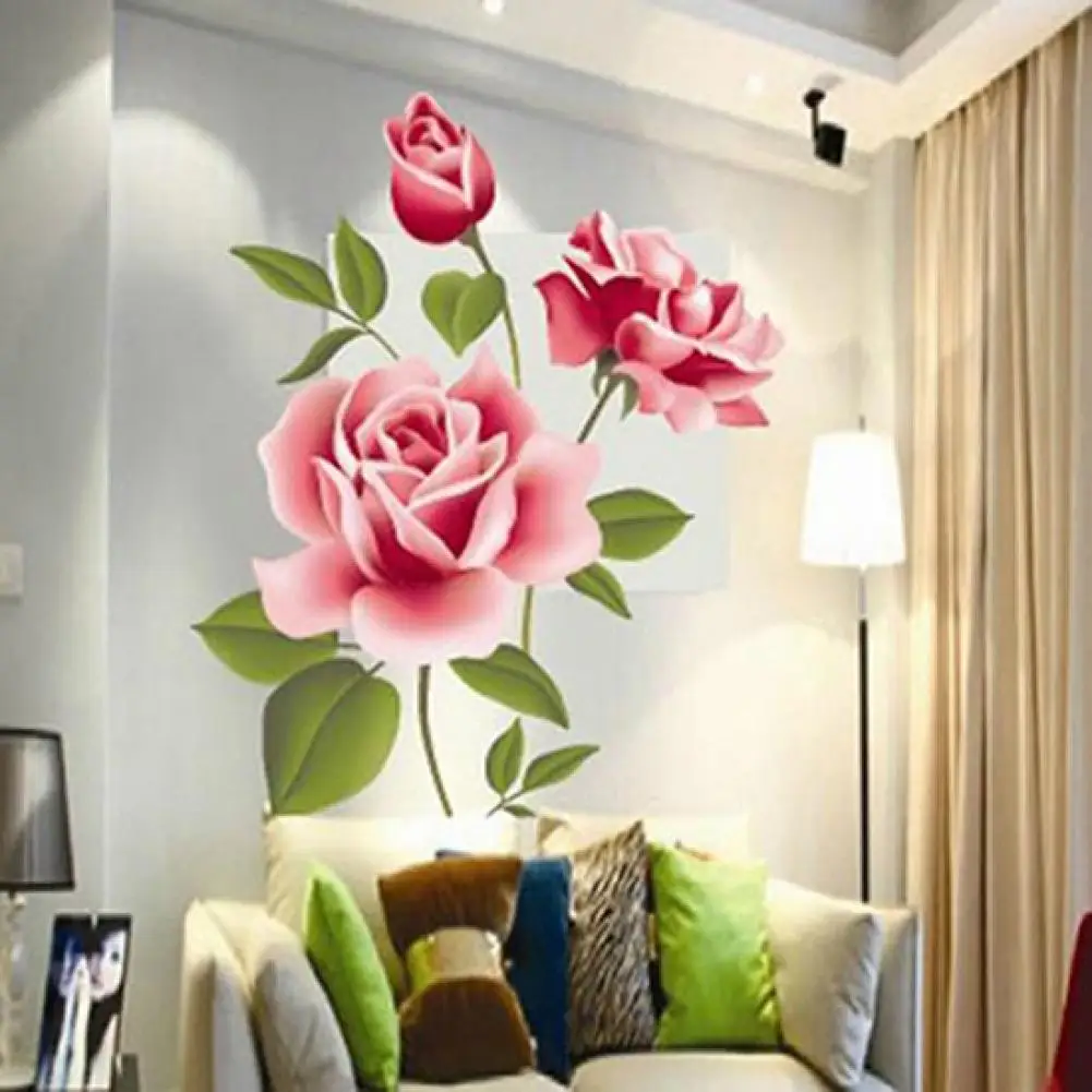 Romantic Rose Flower Love 3d Wall Sticker Home Decor Living Room Bedroom kitchen flower shop Decals Mother's Day gift Home Decor