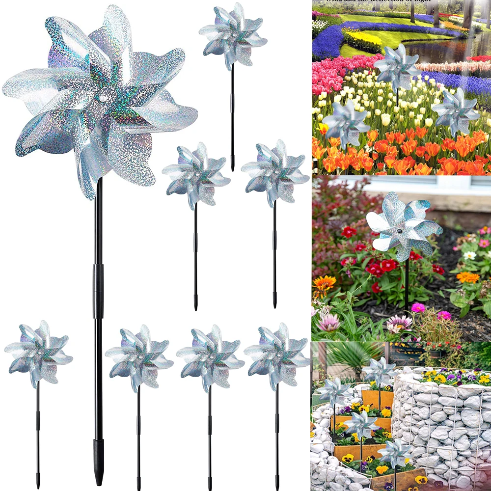 

4/6/8Pcs Bird Repellent Windmill Reflective Anti-Bird Pinwheels for Balcony Garden Farm Bird Scarer Home Garden Decoration