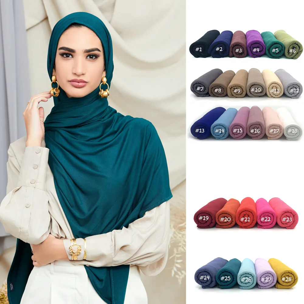Casual Premium Polyester Jersey Hijabs Muslim Headwrap Africa Women Turban Tie Long Shawl Wrap