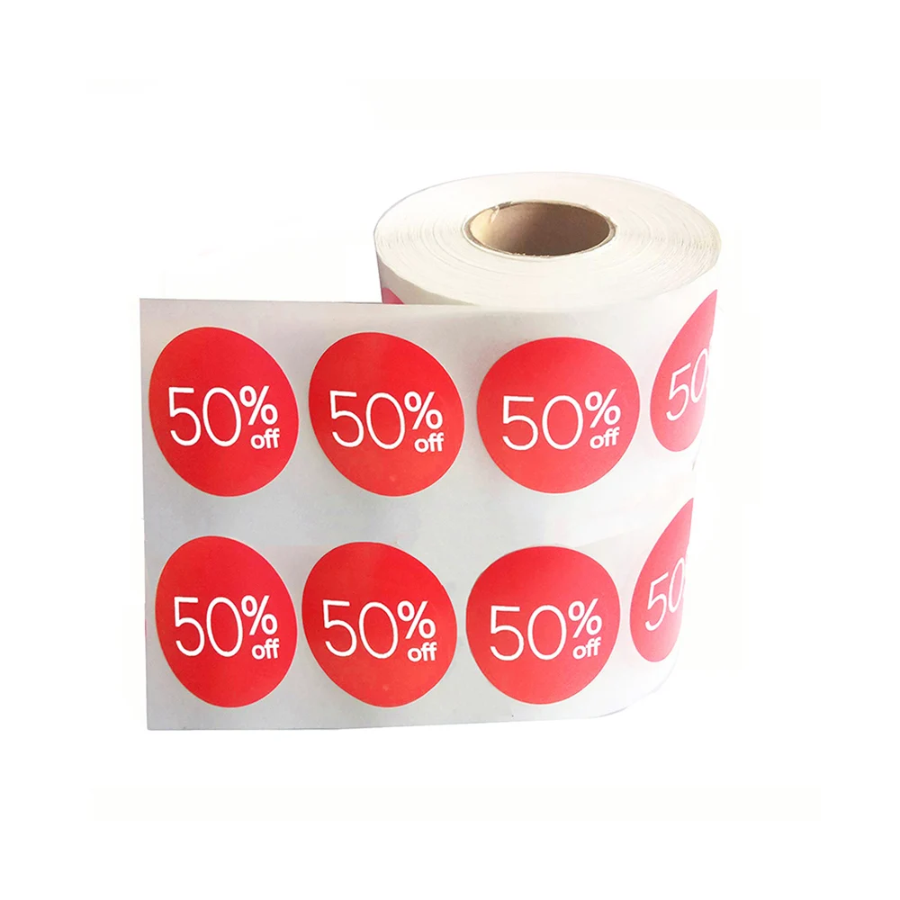 Price Stickers 50 Off Percent Off Labels 1.5 inch Sale Tags 1000 Pcs Price Tags Circle Pricemarker Half Off Labels Stickers roll