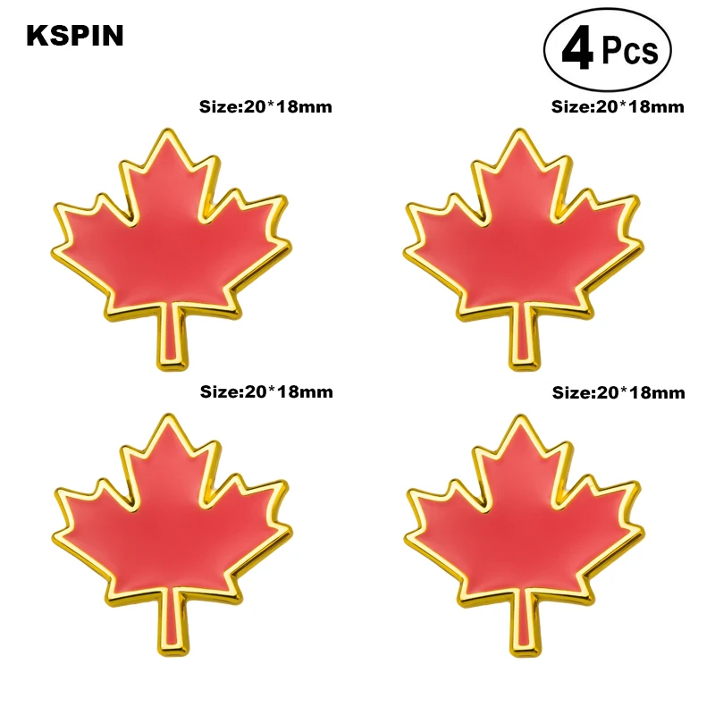 Maple Leafs Brooches Lapel Pin Flag badge Brooch Pins Badges 4pcs