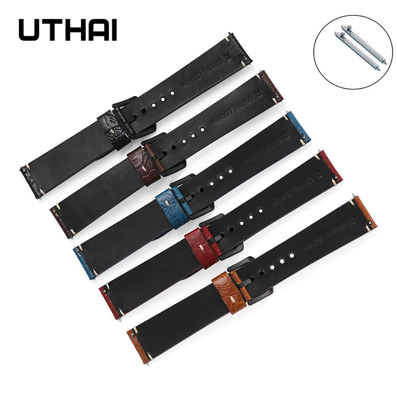 Watchband Leather Cowhide Strap 20mm 22mm watch band for galaxy watch/amazfit/huawei watch gt 2 Strap accessories UTAHI Z73