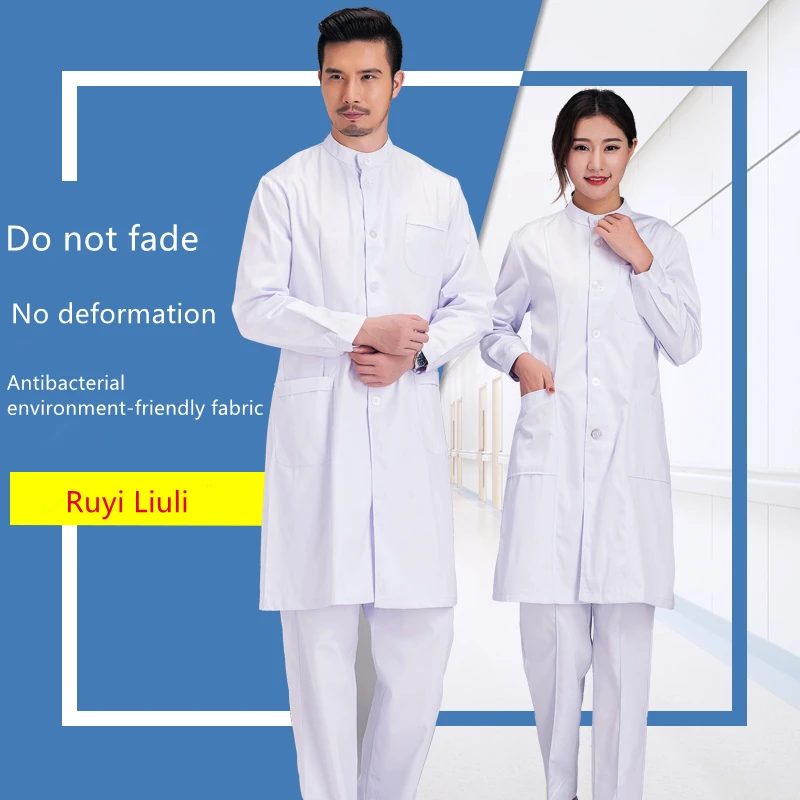 White gown long and short sleeve dental dentist's uniform summer winter suit men and women standing collar doctor's uniform