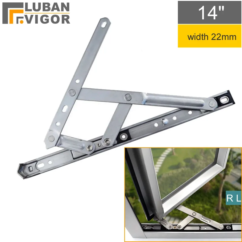 304 stainless steel Aluminum alloy Wind brace, 14 inches,width 22mm slots ,Plane open,Four-link window support hinge Arm