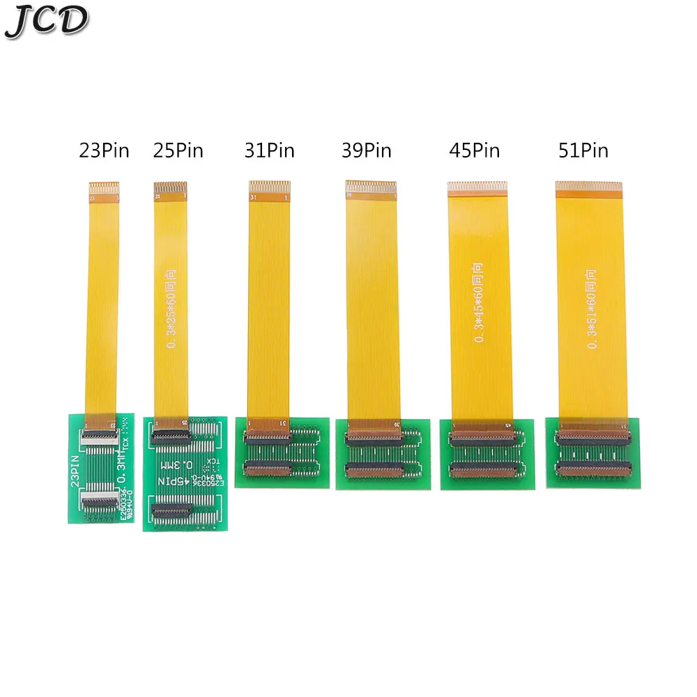 JCD 23 25 31 39 45 51 Pin 0.3mm Pitch Extension Board Connector Adapter with FFC FPC Flexible Flat Cable length 60mm