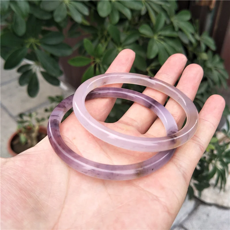 

Hot Selling Natural Hand-carved jade Violet Bangle54-64mm Fashion Jewelry Men Women Luck Gifts Amulet For