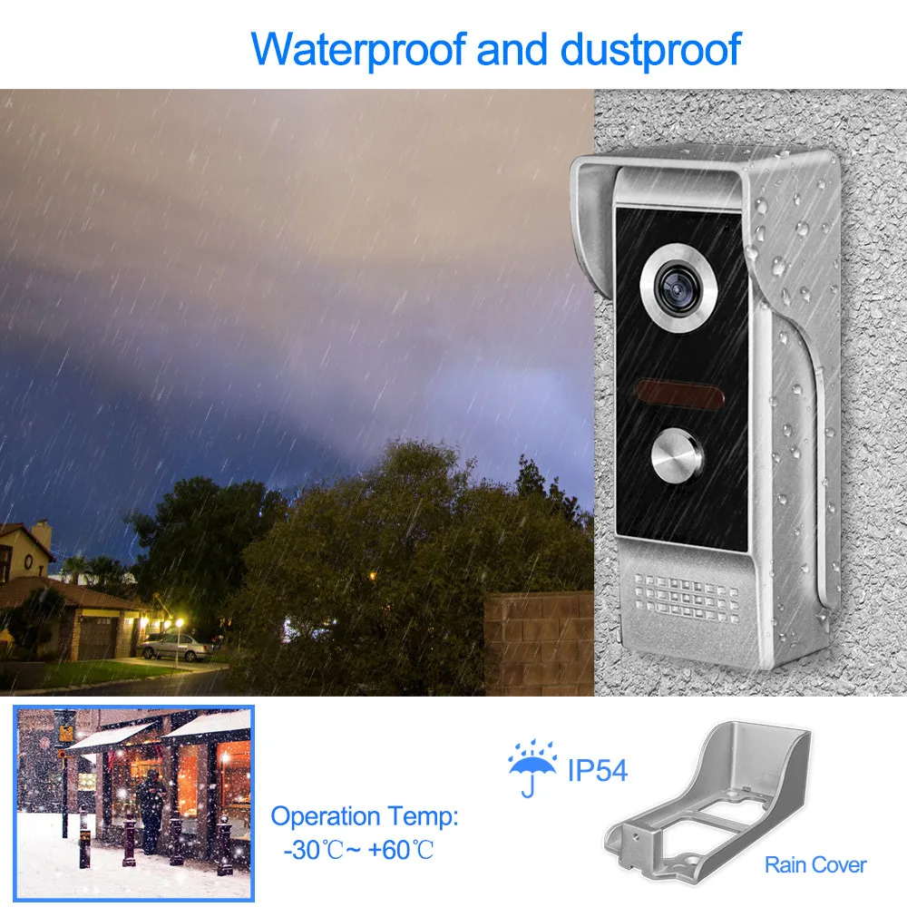 7 "drahtlose WiFi Video Türklingel Intercom System TUYA Innen Monitor mit Wired Tür Anruf Panel Nachtsicht für hause Villa