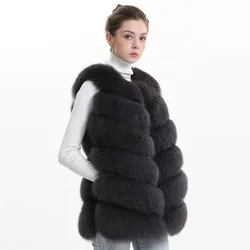 Jaxmonoy Real Fur Vest for Women Genuine Fox Fur Gilet Autumn Winter Fashion Sleeveless Jacket Ladies New In Outerwear