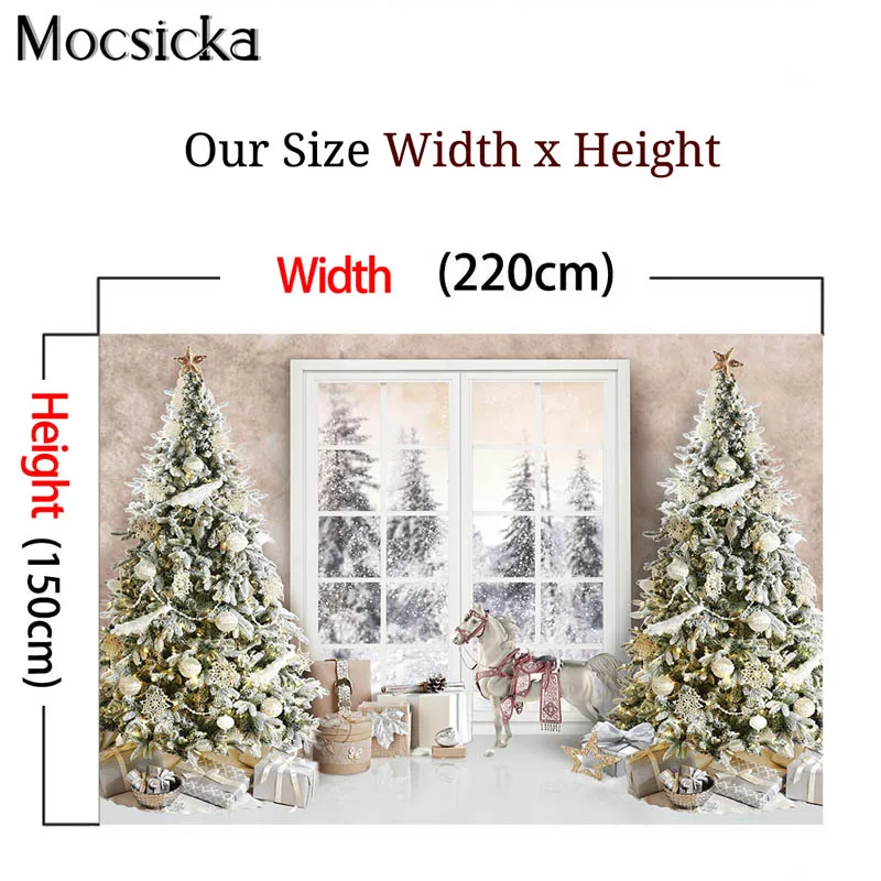 Рождественский фон с окном зимняя снежная фотография Рождественская елка подарок Декор Детский портрет фото реквизит студийный фон