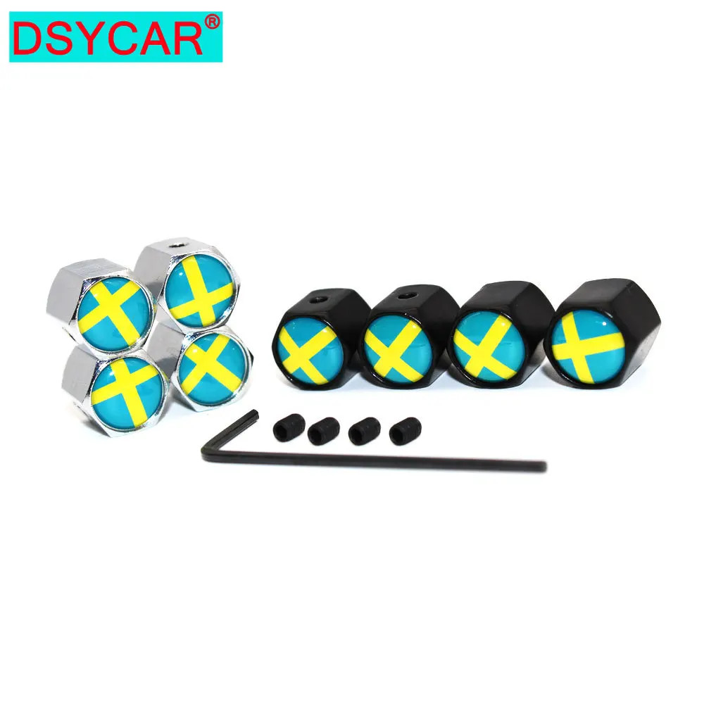 

DSYCAR 1 компл. Цинковый сплав противокражная Швеция национальный флаг колпачок клапана автомобильных шин s колпачок на колесные шины