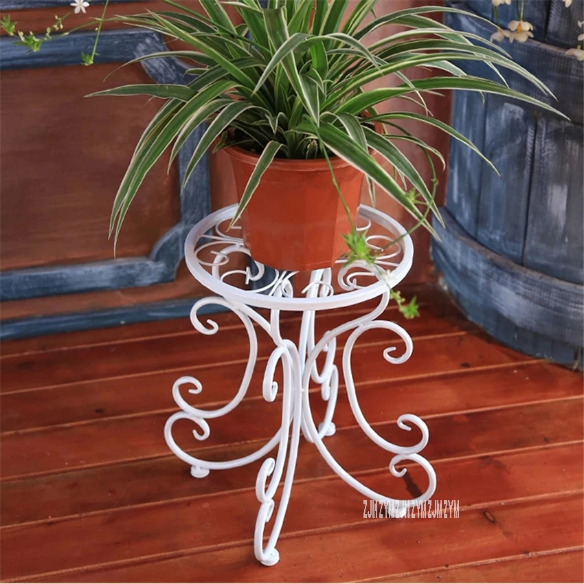 SM-022 European Style Creative Round Stool Single Layer lron-Flower-stand Living Room Floor Type Flower Rack Iron Pergola