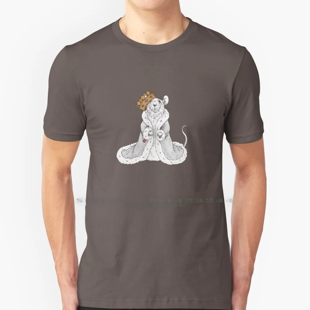 The Rat King 100% Cotton T Shirt Ratty Ratto Fancy Pet Inktober Sketch King Queen Royalty Crown Princess Gold Diamond Ring