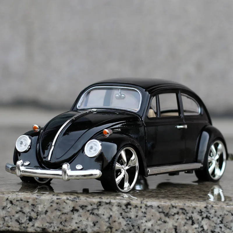 1:18 Classic Car Beetle Black Car Alloy Car Model Simulation Car Decoration Collection Gift Toy Die Casting Model Birthday gift